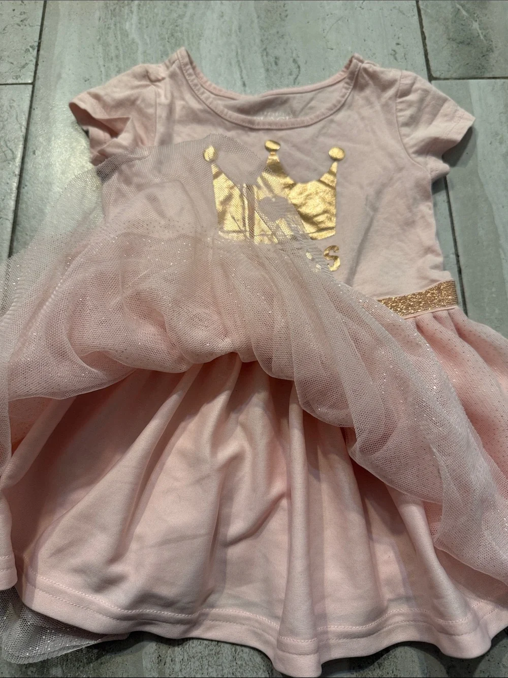 The Children's Place Pink Tulle Princess Dress with Gold Accent - Picture 5 of 9